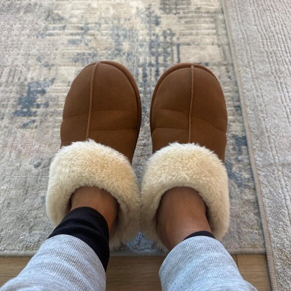 🆕Women Tan Madge Fuzzy Ethylene Vinyl Acetate Faux Fur Faux Suede Slipper - Picture 3 of 10